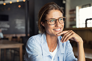 Smiling woman wearing spectacles