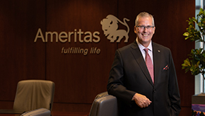 Ameritas President and CEO Bill Lester stands in the boardroom at Ameritas' home office