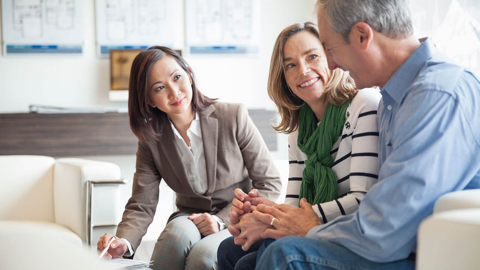 three people meeting