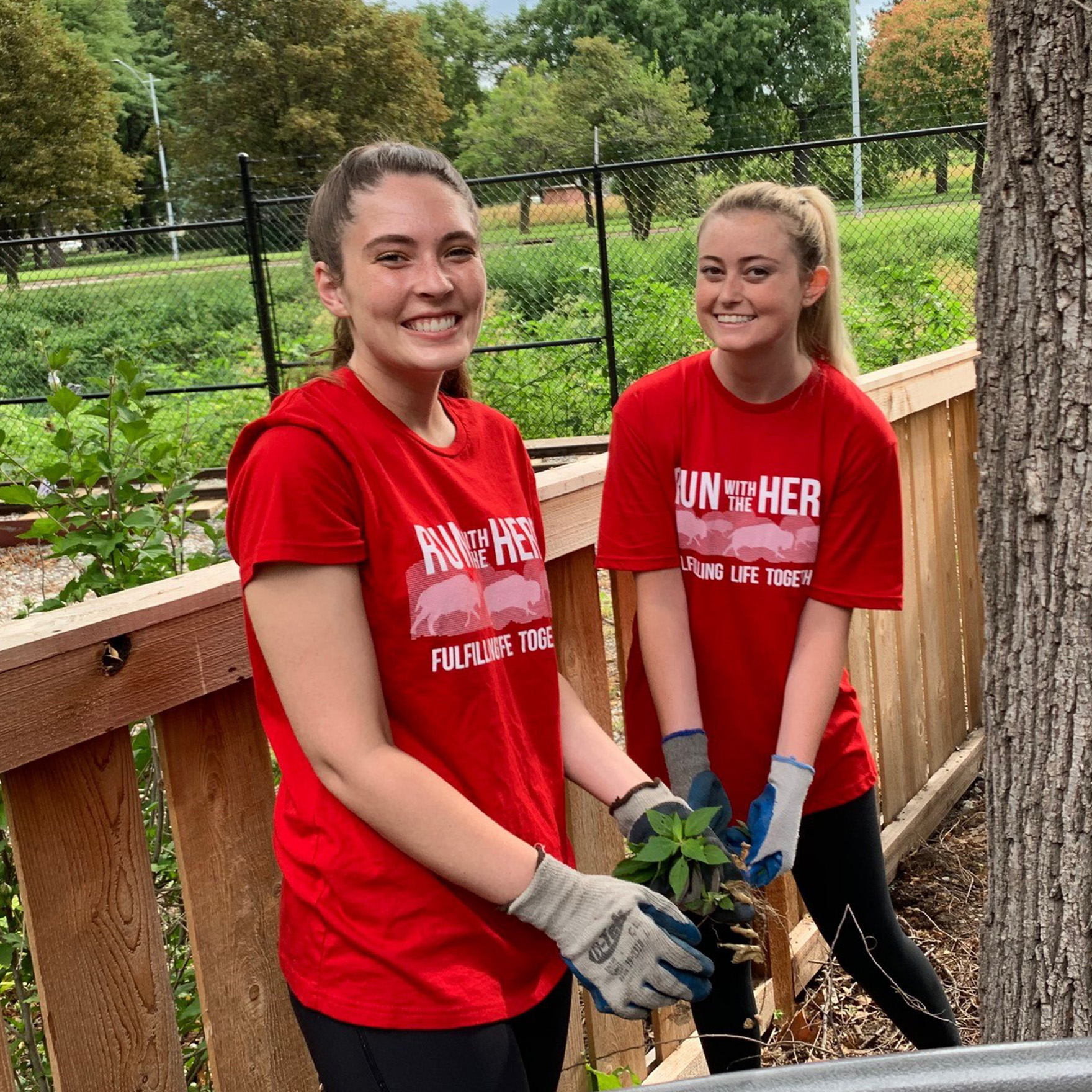 Ameritas interns planting a garden