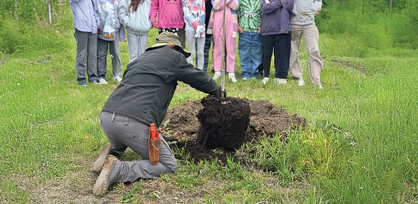 Ameritas associates helping plant trees at a local elementary school. Ameritas associates helping plant trees at a local elementary school.