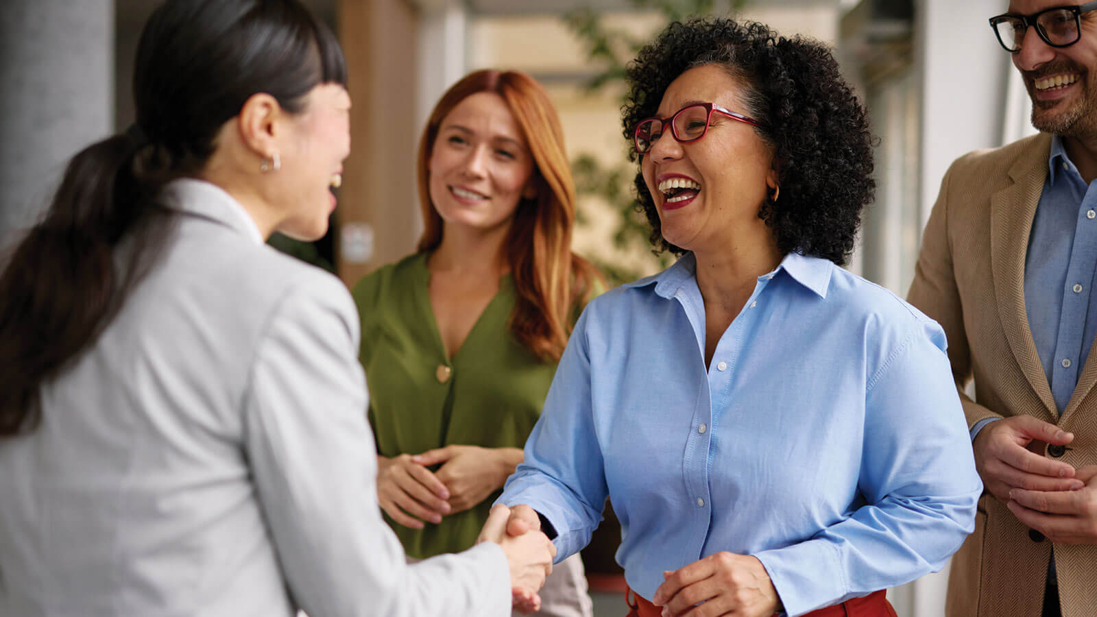 A professional, working woman meets the newest member of her team at work, laughing and shaking hands with her new employee. As she’s moved up in her career, the benefits of disability income insurance help protect her income. A professional, working woman meets the newest member of her team at work, laughing and shaking hands with her new employee. As she’s moved up in her career, the benefits of disability income insurance help protect her income.